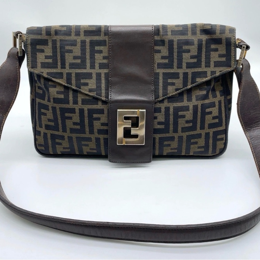 Fendi Tan and Black Logo Tote